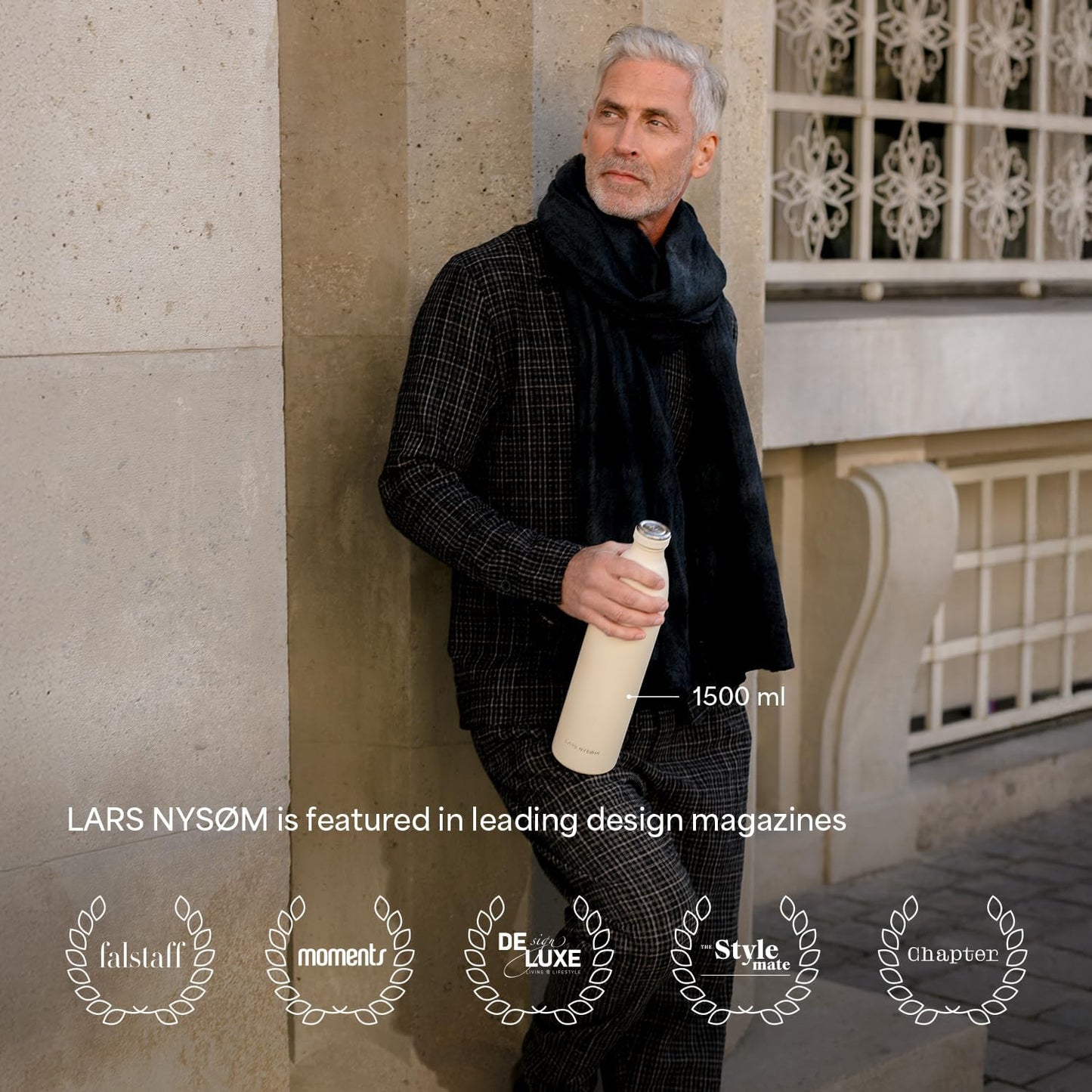LARS NYSØM Stainless Steel Insulated Water Bottle 12oz 17oz 25oz 34oz 51oz | Insulated Thermo Flask for Hot and Cold Beverages | Leakproof Drinking Bottle (Pumpkin Orange, 25.4 oz)