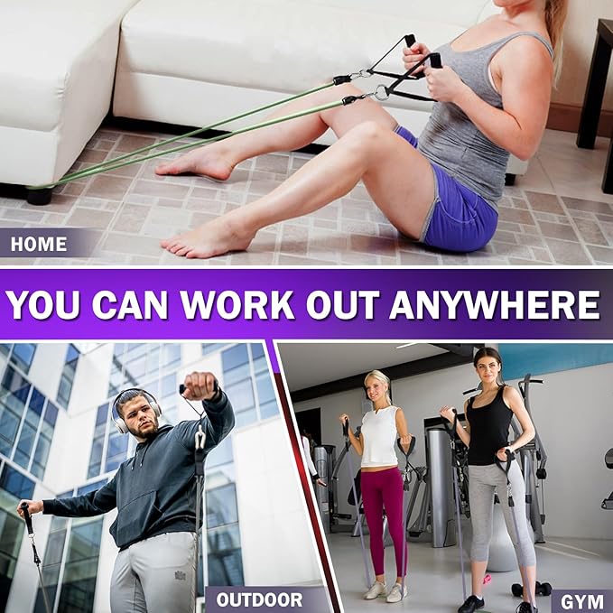 WHATAFIT Resistance Bands, Exercise Bands，Resistance Bands for Working Out, Work Out Bands with Handles for Men and Women Fitness, Strength Training Home Gym Equipment