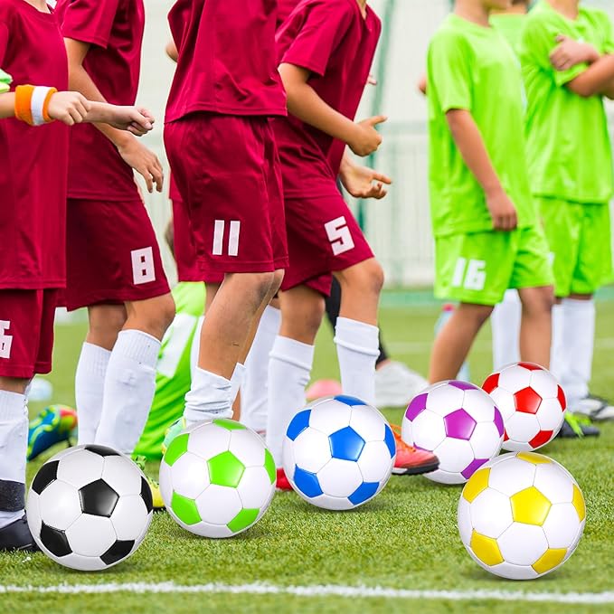 12 Pcs Soccer Balls for Teen Adult Bulk Deflated Soccer Ball with Pump Size 5 Indoor Outdoor Training Practice for School Sports Game Birthday Gifts Party Back to School