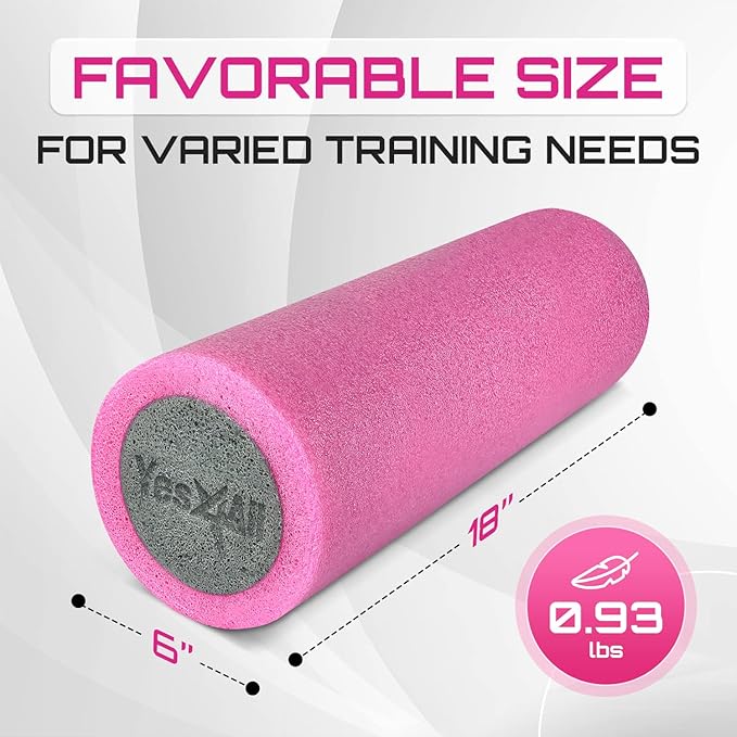 Yes4All High-Density EPP Round Back Roller Foam, Exercise Foam Roller for Yoga, Pilates & Stretching - 12, 18, 24, 36 inch