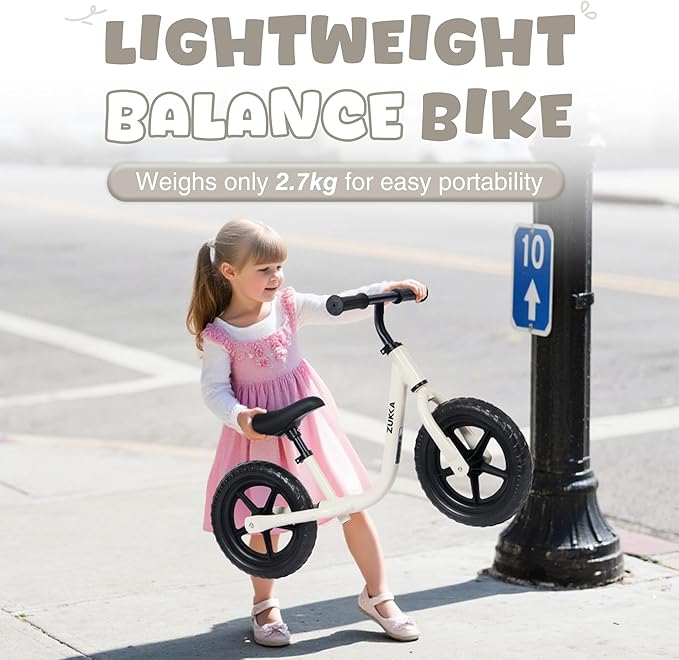 12 inch Toddler Balance Bike Adjustable Handlebar & Seat Anti-Slip Grip Suitable for 2-5 Years Old with Footrest Lightweight for Tolddlers Boys Girls Multiple Colors to Choose