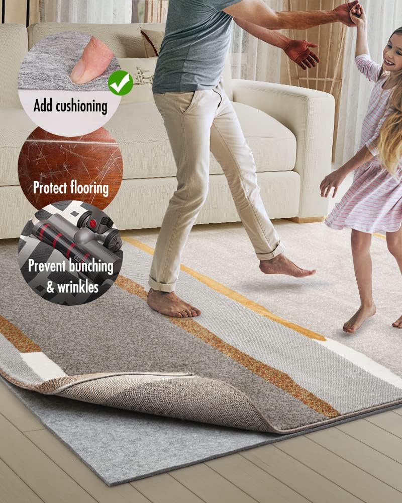 Non Slip Rug Pad Gripper - 2x10 Feet 1/4” Extra Thick Felt Under Rug for Area Rugs and Hardwood Floors,Super Cushioned Non Skid Carpet Padding