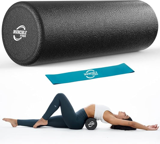Invincible Fitness EPP Foam Roller for Deep Tissue Massage – Enhance Recovery, Relieve Pain, and Boost Mobility for a Stronger, Healthier You (Black)
