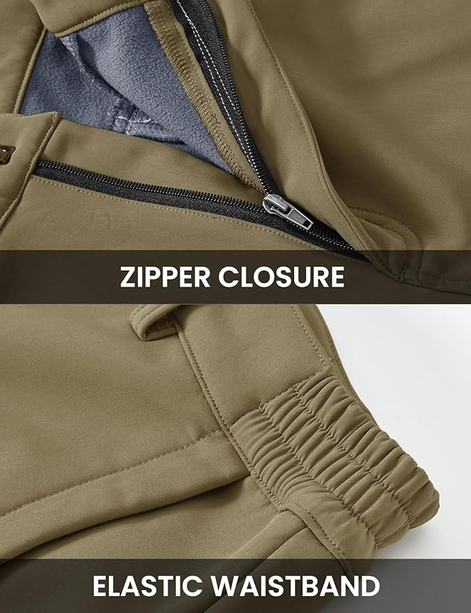 TBMPOY Men's Snow Ski Fleece Lined Hiking Pants Waterproof Winter Snowboard Warm Outdoor Insulated Pants Windproof