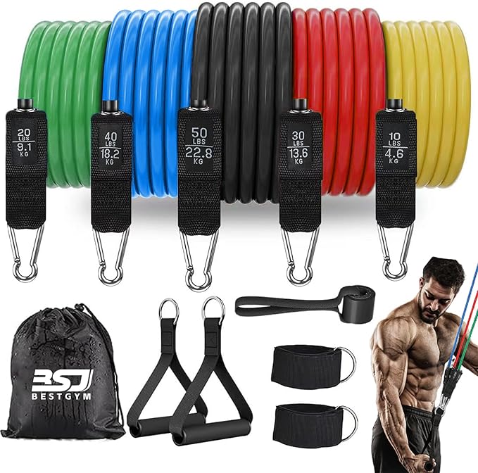 Resistance Bands,Exercise Bands,Resistance Bands for Working Out with Handles for Men and Women,Workout Bands with Door Anchor and Ankle,Strength Training Home Gym Equipment