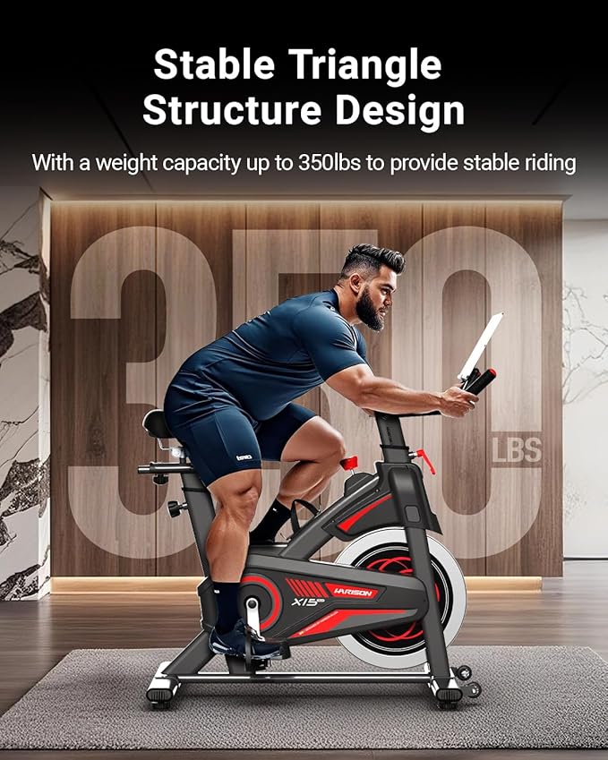 HARISON Semi-Commercial Exercise Bike 400 lbs Capacity, Magnetic Stationary Bikes for Home Gym with Bluetooth & Tablet Holder & Comfortable Seat Cushion
