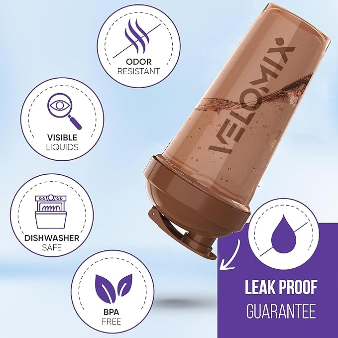 '-2 Pack- 28 oz Protein Shaker Bottles for Protein Mixes - 2x Wire Whisk | Leak Proof Shaker Cups for Protein Shakes | Protein Shaker Bottle Pack | Shakers for Protein Shakes-Brown Colors