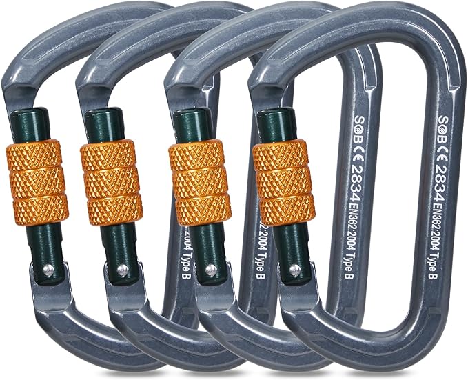 SOB Auto Locking Climbing Carabiner Clips,Heavy Duty Asymmetrical Carabiner Connector Used for Rappelling Gear Rescue Outdoor Projects Dog Leash