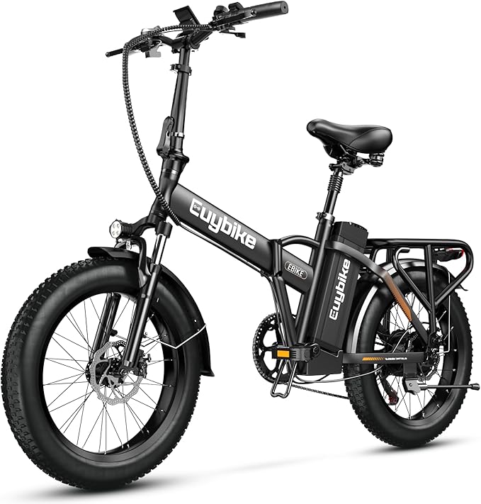 1000W Folding Electric Bike, 48V 20AH Large Removable Battery E Bike, 30+MPH, 80 Miles Max Range, 20" Fat Tire Electric Bike for Adults, Adult Electric Bicycles for Commute Beach Snow