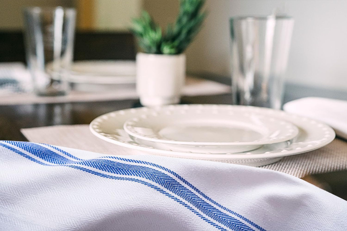 Dish Towels Set (Value Pack of 45) Size 15x25 Inch, 100% Cotton Soft & Absorbent Linen Kitchen Towels, Tea Towels, Reusable Cleaning Cloths for Household Cleaning (Blue)