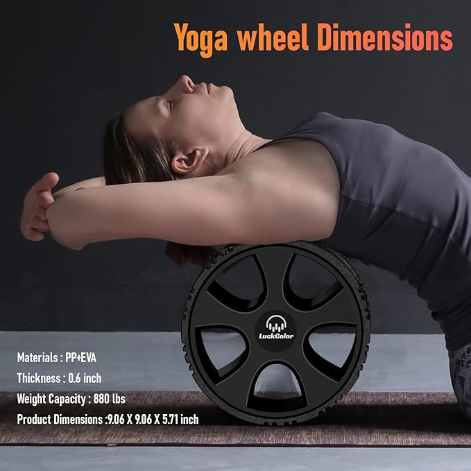 Back Roller, Back Wheel Targeted Back Pain Relief, Yoga Wheel Muscle Massage, Foam Roller for Trigger Point Therapy Physical, Stretching & Exercise, 880lbs Capacity, 10 Inch (Black+Black)