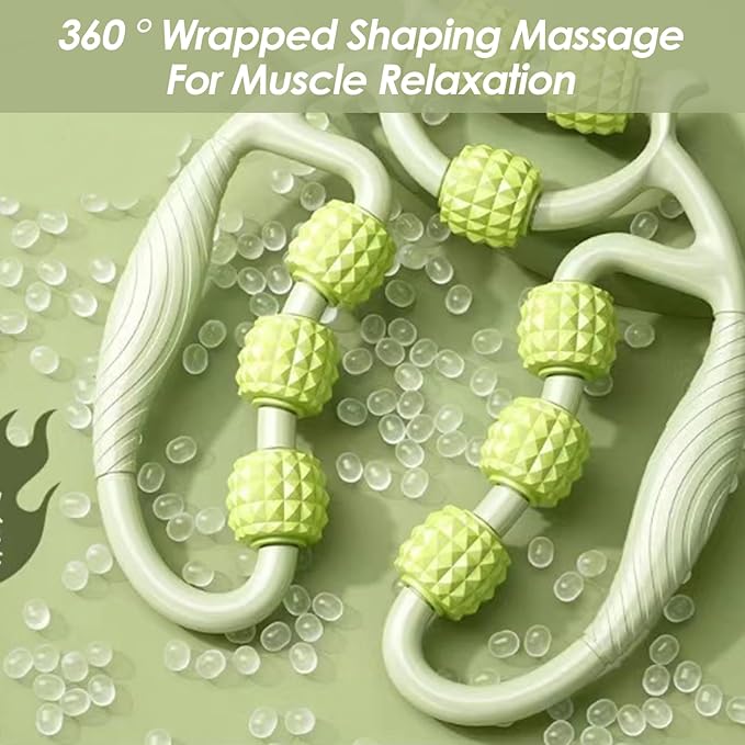 9 Wheels Muscle Roller, Leg Massager Muscle Relaxation Stretching Roller Foam Roller Deep Tissue Massager for Thigh Arms Leg Waist(Green)