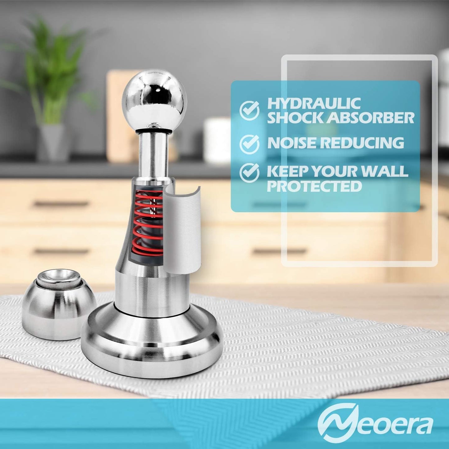 Neoera Magnetic Door Stopper, Updated Hydraulic Shock Absorbent Technology, Soft-Catch Magnetic Hold, Premium 304 Stainless Steel, Anti-Rust, Heavy Duty for Various Door Types, Wall Mount 3Pack