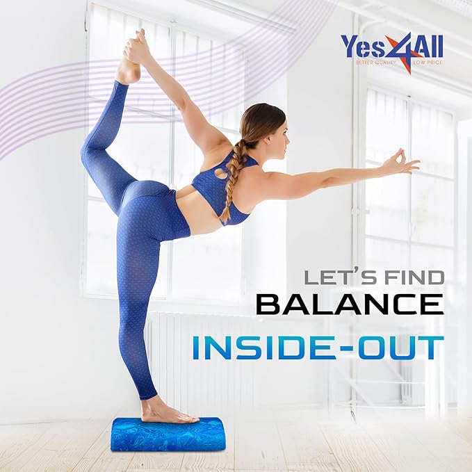 Yes4All EVA Firm Foam Roller for Stretching, Half Yoga Back Roller for Muscle Massage for Pilates, Yoga, Balance & Core Exercises - 12/36 inches