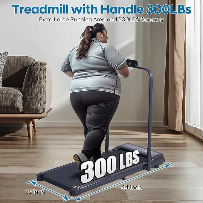 Treadmill with Handles, Folding Foldable Electric Treadmills for Home Small, 3.0HP Walking Pad Treadmills with Handle Bar, 3 in 1 Under Desk Treadmill with Remote Control, LED Display, 300LBS Capacity
