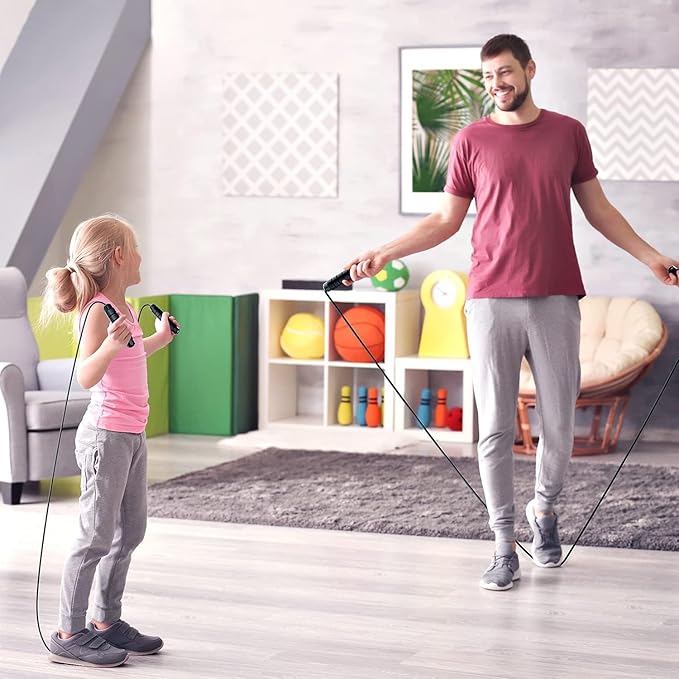 Jump Rope, Tangle-Free Rapid Speed Jumping Rope Cable with Ball Bearings for Women, Men, and Kids, Adjustable Steel Jump Rope with Foam Handles for Home Gym Exercise Fitness Workout Equipment & Slim Body