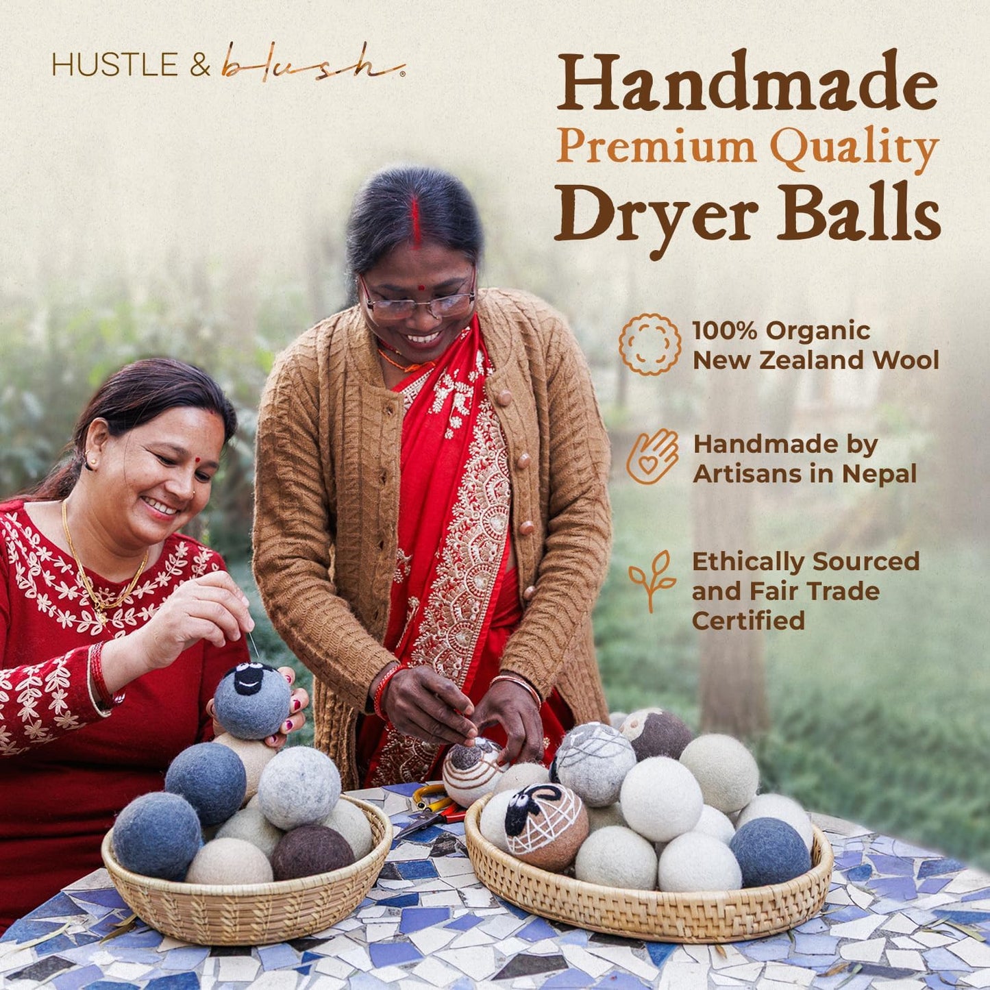 Fluff Ewes Wool Dryer Balls 6 Pack Premium New Zealand Wool Laundry Balls for Dryer, No Static Dryer Balls Laundry Reusable, XL Wool Dryer Balls Cute, Baby Dryer Balls for Dryers - are We There Yet