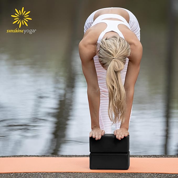 Sunshine Yoga 4" Yoga Block, 10 Pack Bulk EVA Foam Yoga Blocks, Firm and Supportive Yoga Brick, Balance Foam for Stretching, Pilates, and Workout, 4" x 6" x 9"