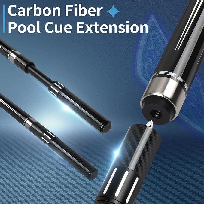 Kmise Professional Pool Cue Stick - 19 20 21oz Canadian Maple Cue Sticks, Low Deflection Shaft with Telescopic Carbon Fiber Extension, Pool Sticks for Aults, Billiard Cue Sticks with Leather Cue Case