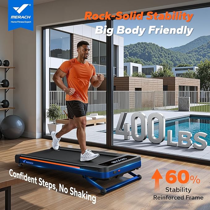 MERACH W50 Walking Pad Treadmills for Home, 12% Auto Incline, 400lbs Capacity, 3.5HP Supper Quiet Brushless, 16.5"x41.3" Spacious Running Belt, Under Desk Treadmill with Remote & LED