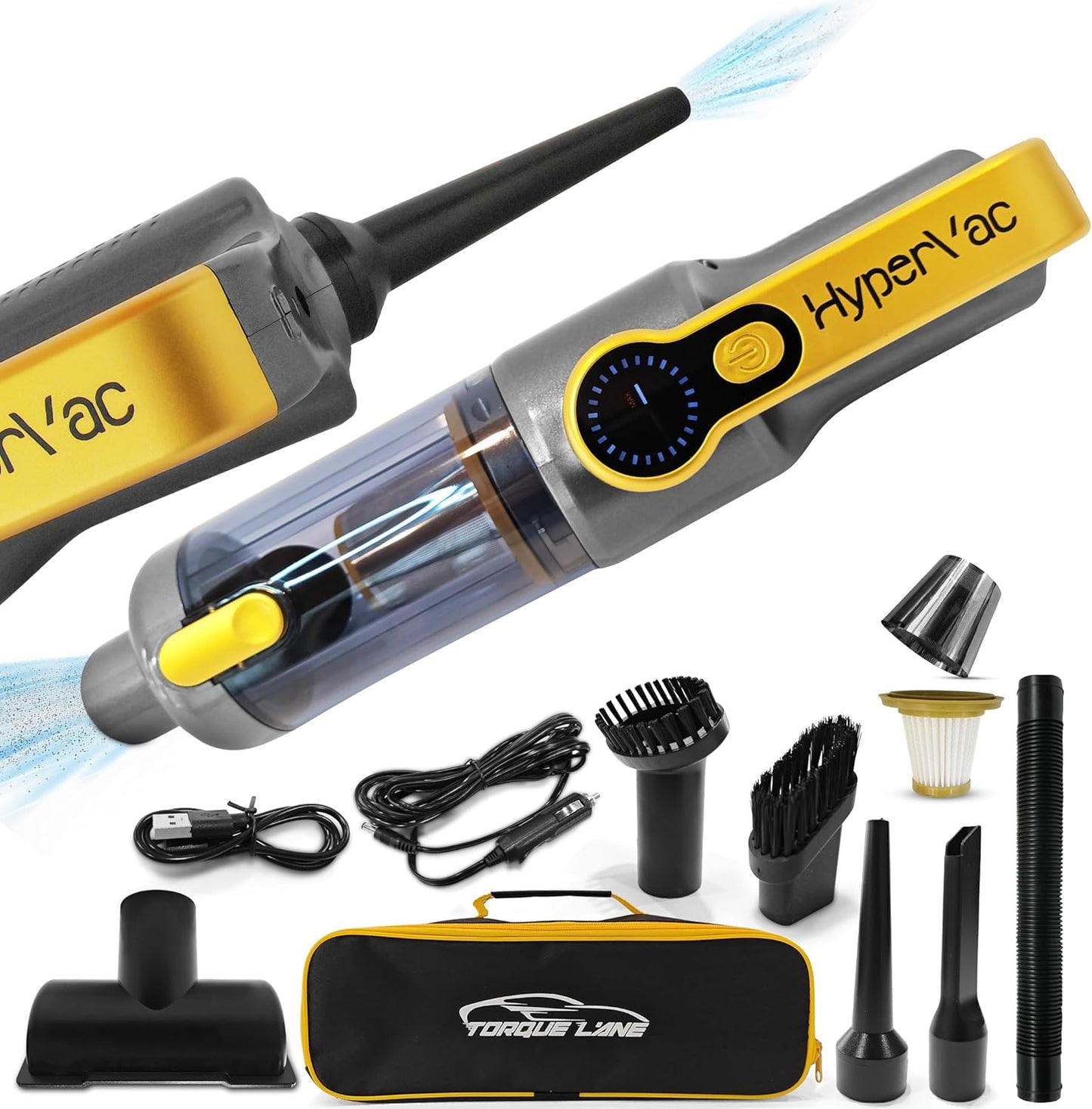 Car Vaccum Cleaner - 2 in 1 Handheld dustbuster, High Power, Portable, Cordless & Corded + Blower with 18500Pa Suction - Fast USB-C Rechargeable Hand Vacuum for Home, Office, Pets & Auto Detailing