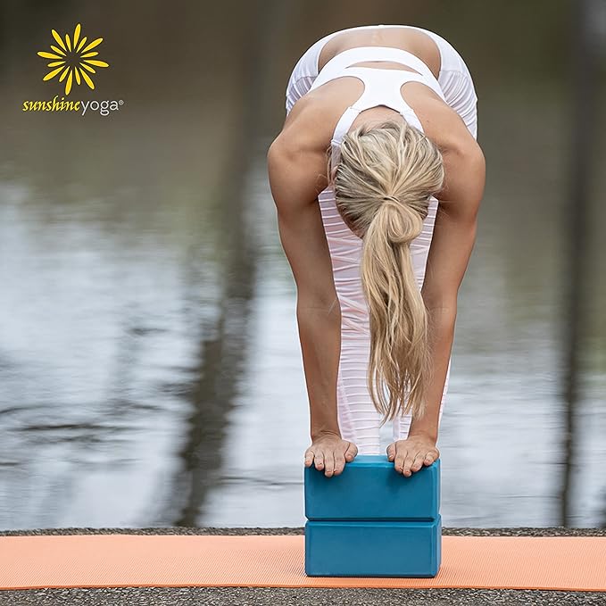 Sunshine Yoga 4" Yoga Block, 10 Pack Bulk EVA Foam Yoga Blocks, Firm and Supportive Yoga Brick, Balance Foam for Stretching, Pilates, and Workout, 4" x 6" x 9"