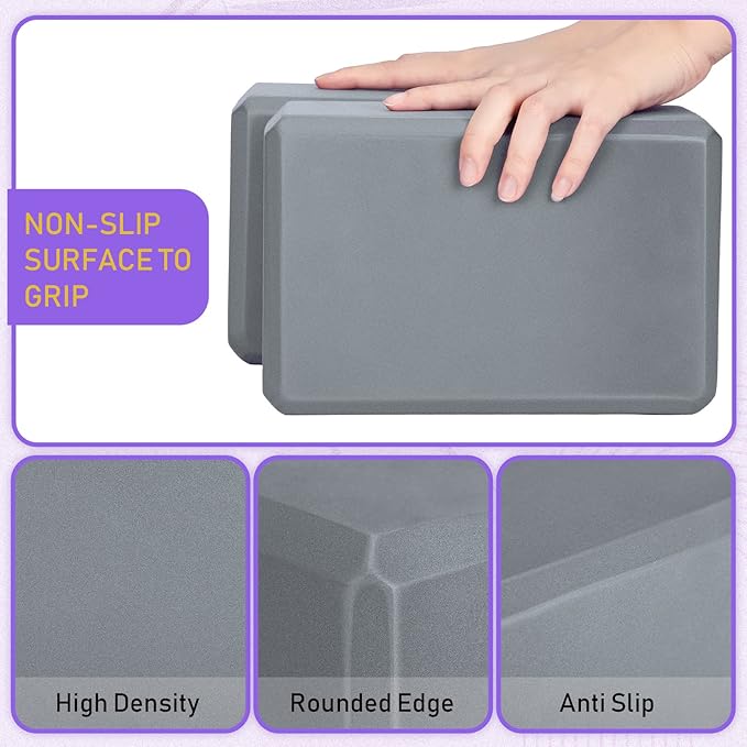 Wettarn 6 Pack Yoga Blocks 9 x 6 x 4 Inch Eva Foam Lightweight Non Slip Yoga Props for Yoga Pilates Stretching Meditation
