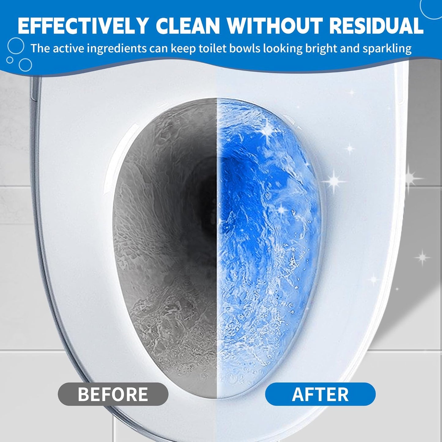Toilet Bowl Cleaner Tablets, Automatic Toilet Tank Cleaner for Deodorizing & Descaling, Long-Lasting with Sustained Release Technology for Bathroom Cleaners, Blue, 6 Packs