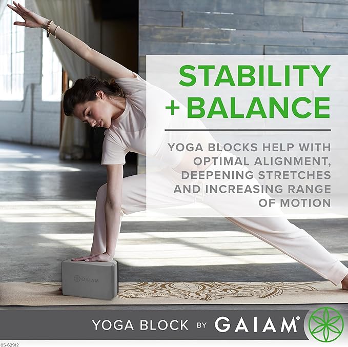 Gaiam Yoga Block - Supportive Latex-Free Eva Foam - Soft Non-Slip Surface with Beveled Edges for Yoga, Pilates, Meditation - Yoga Accessories for Stability, Balance, Deepen Stretches