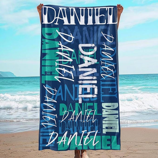 JML Personalized Beach Towel with Name, Custom Beach Towel with Name, Customized Microfiber Pool Towel, Quick Dry & Absorbent Swim Towel for Adult,Anniversary, Birthday, Summer Holiday,Vacation