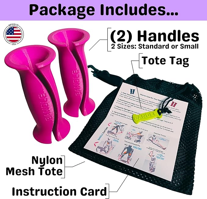 Bandle™ - True Ergonomic Handles for Resistance Bands | Unleash The Full Potential of Pain-Free, Full-Body Workouts | Durable & Comfortable for High-Intensity Training (2 Handles)