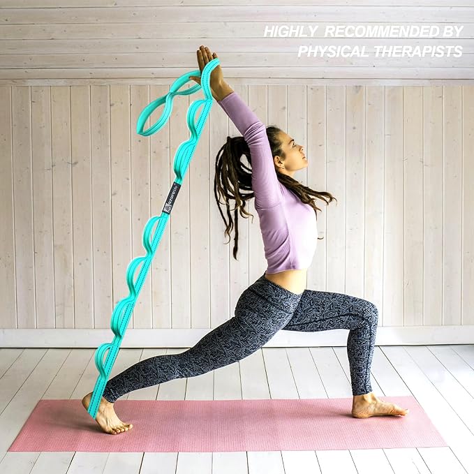 Premium Durable Stretch Straps with Loops, Stretching Strap for Physical Therapy, Multi-Loop Yoga Strap Fitness Exercise Strap for Yoga, Pilates, Dance, Flexibility&Exercise