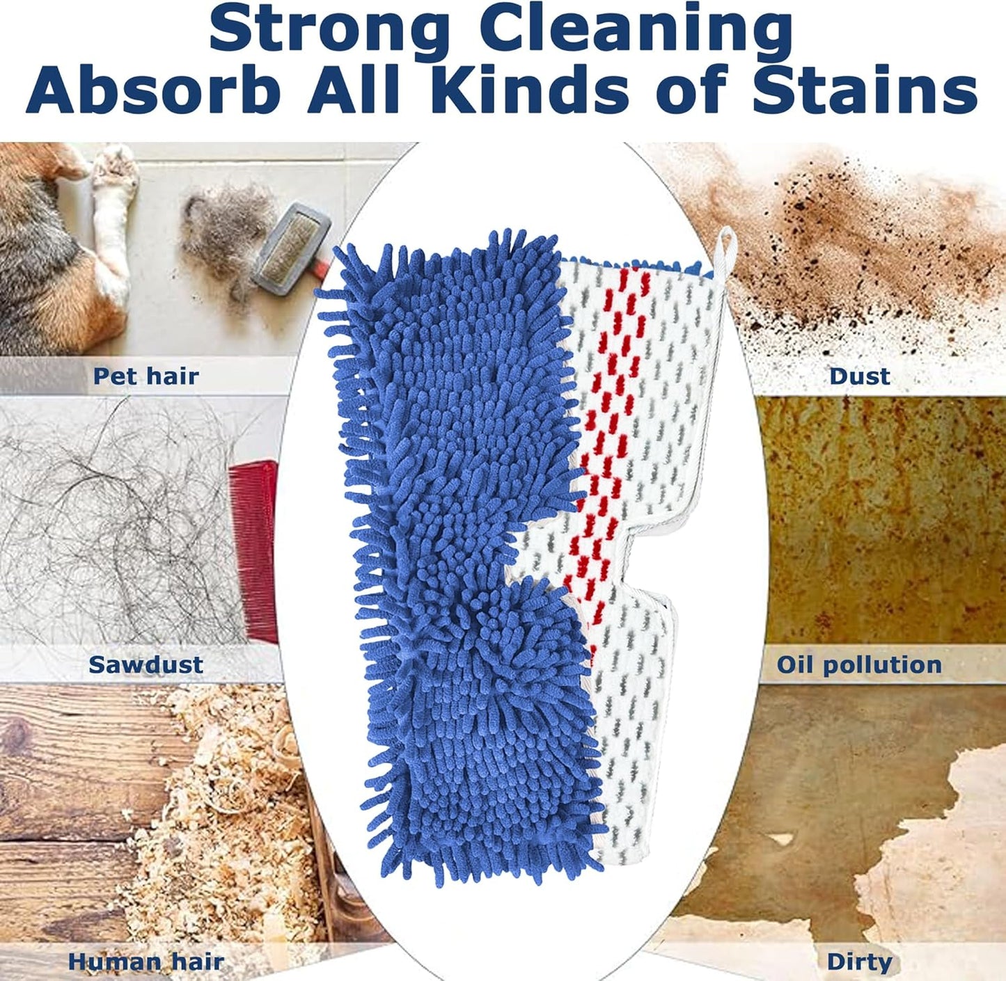 3 Pack Microfiber Mop Head Refills for O-Cedar Dual-Action Flip Mop, Reusable Chenille & Microfiber Pads for Dry and Wet Use, Compatible with Hardwood and Multi-Surface Floors