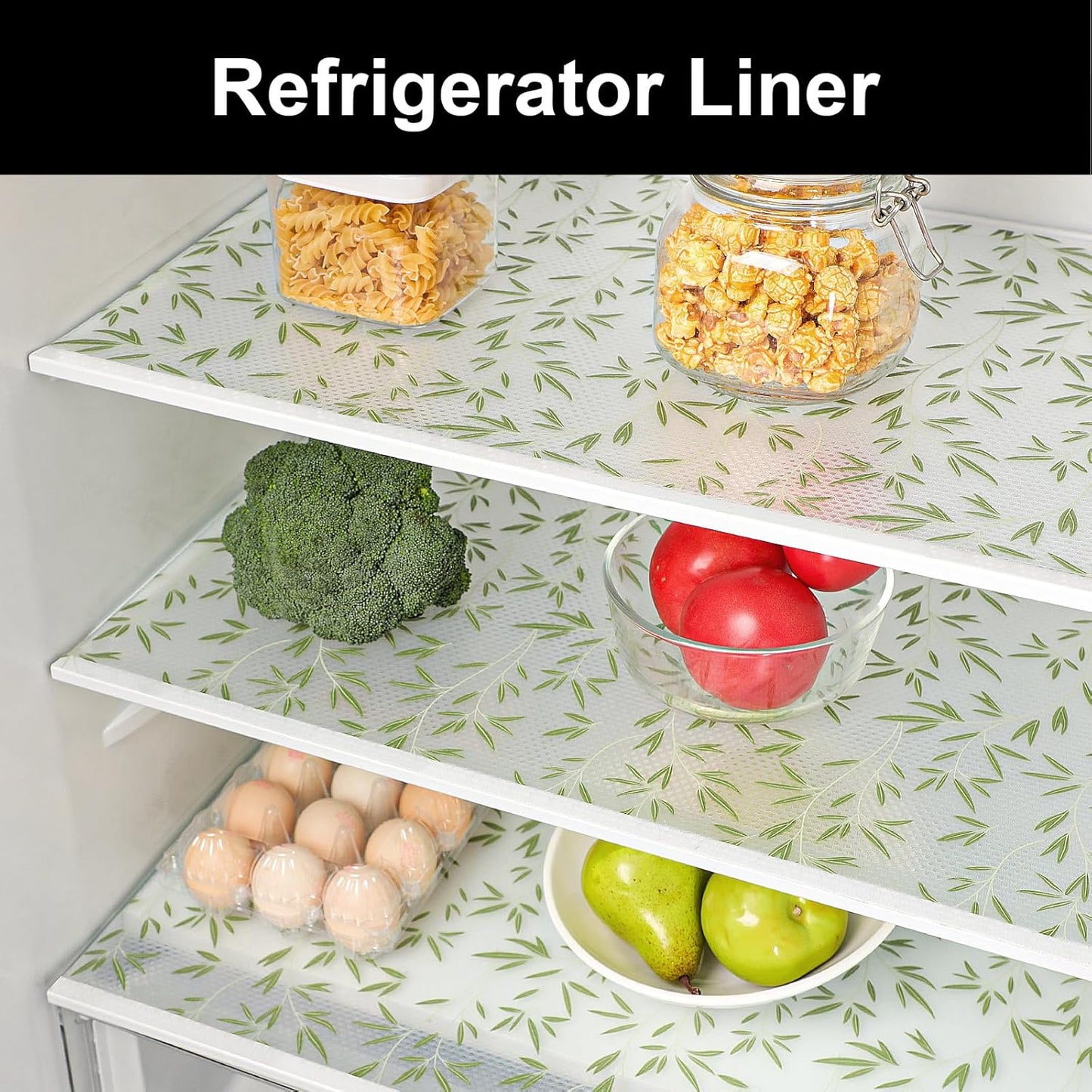 Cooyes Shelf Liners for Kitchen Cabinets Refrigerator Liners Waterproof & Oil-Proof Kitchen Cupboard Liner Drawer Mats EVA Material Non Adhesive Fridge Liner for Shelves
