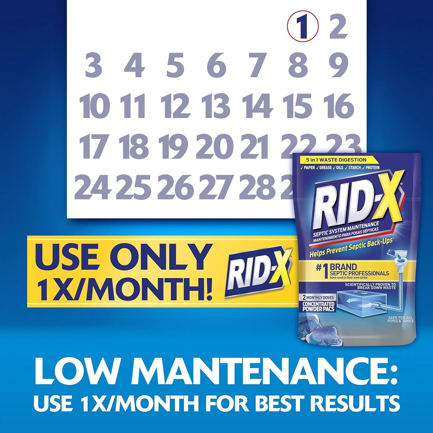 Rid-X Septic Treatment, 12 Month Supply of Septi-Pacs, 12.6 Oz