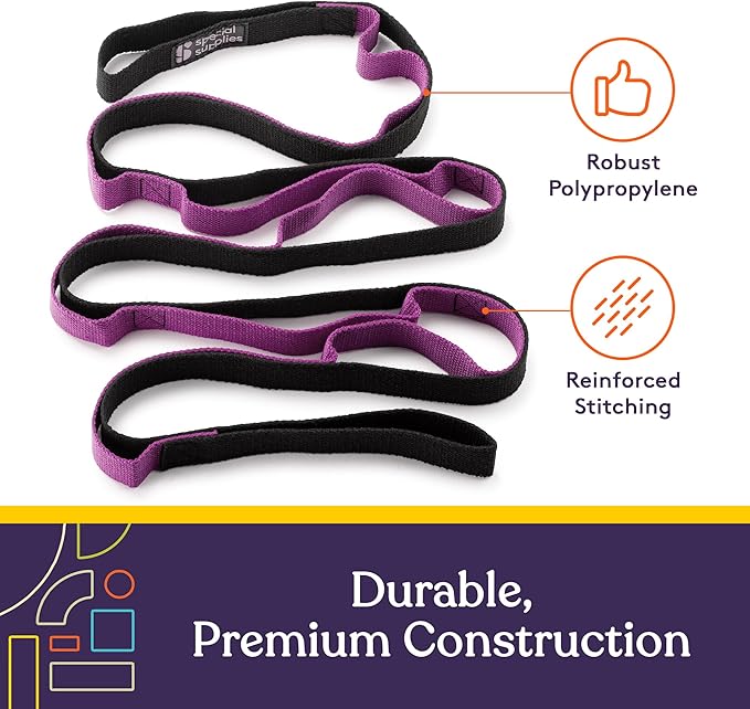 SPECIAL SUPPLIES Yoga Strap for Stretching, Stability Training, Fitness, Flexibility, Physical Therapy, Home Workout Equipment, Strength Training, and Pilates (Purple)