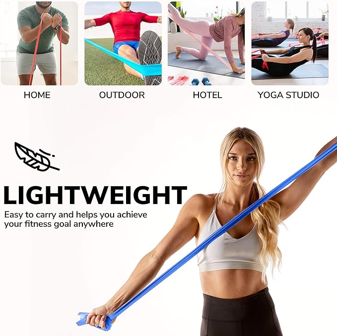 7Ft Long Resistance Bands for Stretching - Resistance Bands Set with Door Anchor - Exercise Bands Including Carry Pouch, E-Book & App - Latex-Free Workout Bands