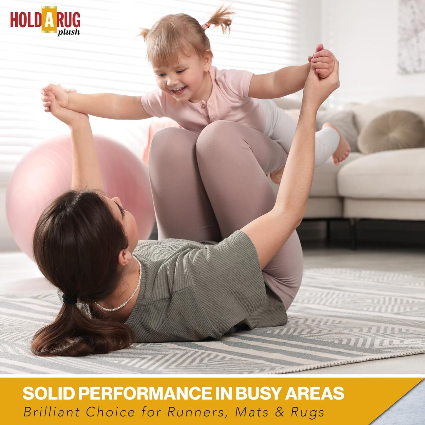 Hold-a-Rug Plush 6' x 9' Nonskid, Nonslip Rug Pad, Reversible Gripper, ¼ Thick, Safe for All Floors and Carpet, Keep Area Rugs Secure