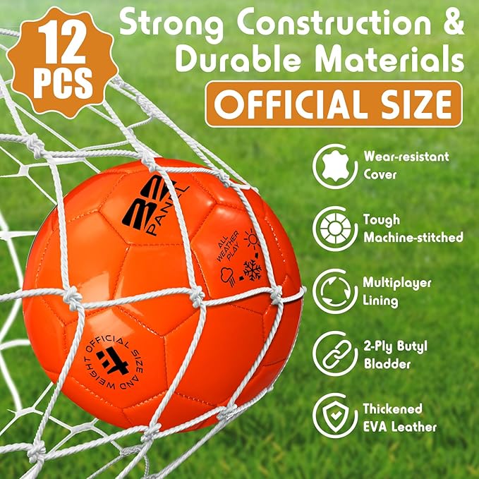12 Pack Operation Christmas Bulk Items Soccer Ball with Pump Needles, Official Size 3/4/5 Soccer Ball Deflated Gift for Christian Charity Donation Training Practice