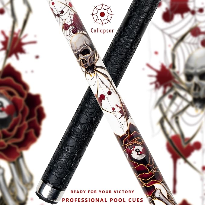 Collapsar CBP Pool Stick with 1X1 Hard Case,13mm Tip with Low Deflection Technology Billiard Cue,58" 2-Pieces 19-21 oz Professional Pool Cue Set