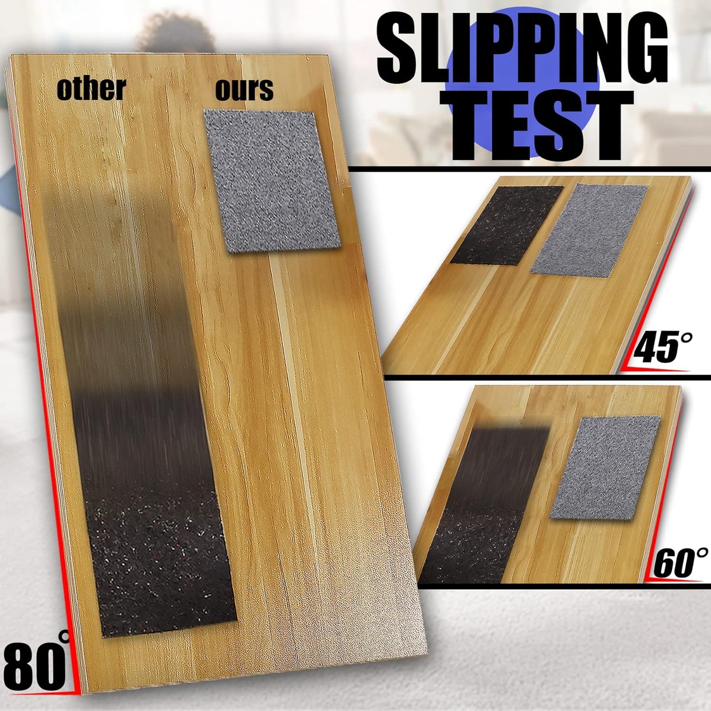 Non Slip Rug Pad Grippers - 4x6, 1/4" Thick, Felt + Rubber Double Layers Area Carpet Mat Tap, Provides Protection and Cushioning for Hardwood or Tile Floors