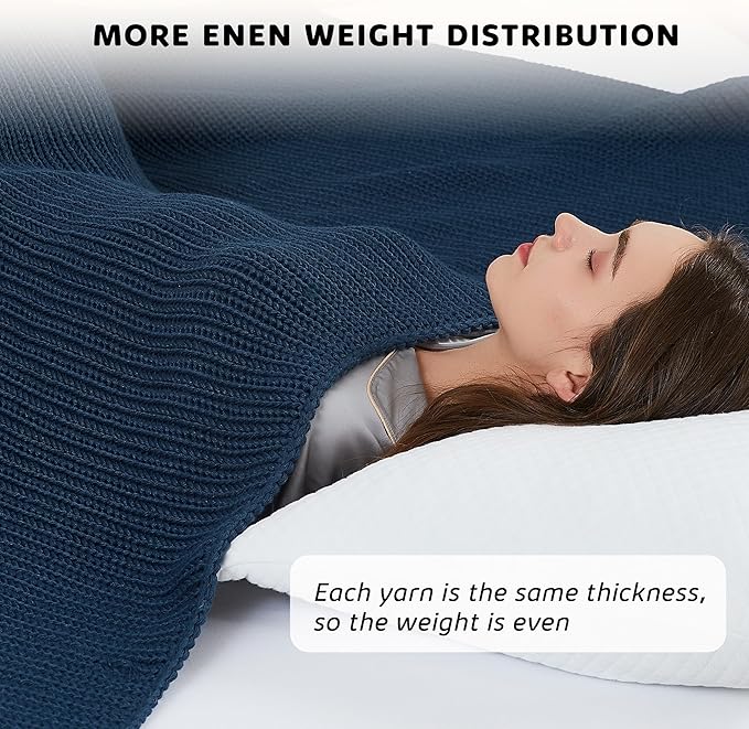 L'AGRATY Knitted Weighted Blanket - 50"x60" 10lbs Cooling Chunky Knit Heavy Blanket for Adults Braided Crochet Throw Thick Cable Yarn Knit Decorative No Beads Evenly Weighted Machine Washable