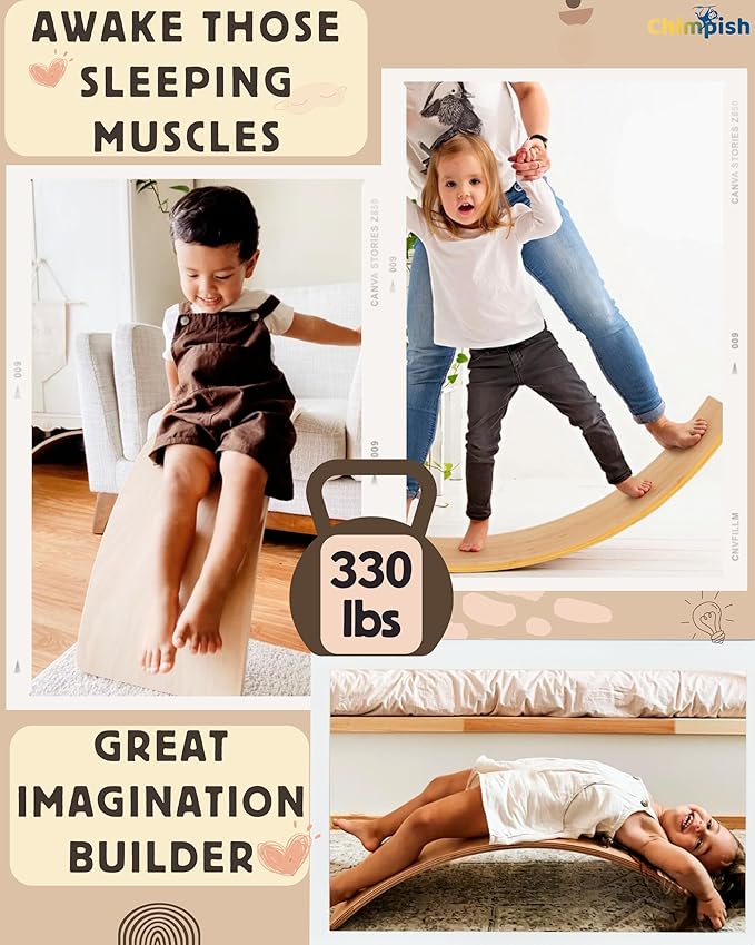 Wooden Balance Board - 37 inch Finger Safe Wobble Board for Toddlers, Wooden Balance Board for Kids