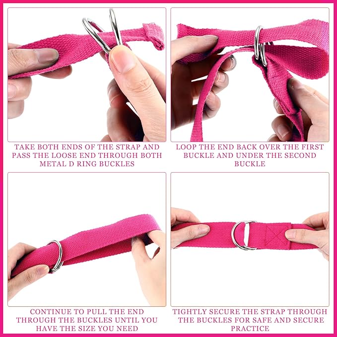 Leyndo 24 Pieces Yoga Strap Stretching Pilates Exercise Adjustable Straps 6 ft Non Elastic Yoga Belt with Adjustable D Ring Buckle for Pilates Gym Workouts Fitness