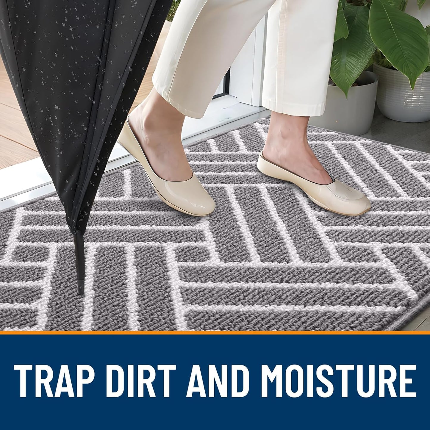 OLANLY Runner Indoor Door Mat, 70x23 Inch, Dirt Resistant and Absorbent, Non-Slip Rubber Backing Floor Mats, Easy Clean Low-Profile Doormat for Entryway, Front Door, and Inside Entrance, Grey