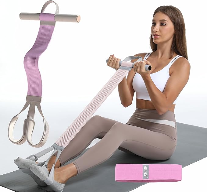 Multifunctional Tension Rope Set – Sit-Up Assistance, Knitted Fitness Equipment for Abdominal/Waist/Arm/Leg Stretching & Weight Loss Training，Gift a 90 Pound Knitted Resistance Strap