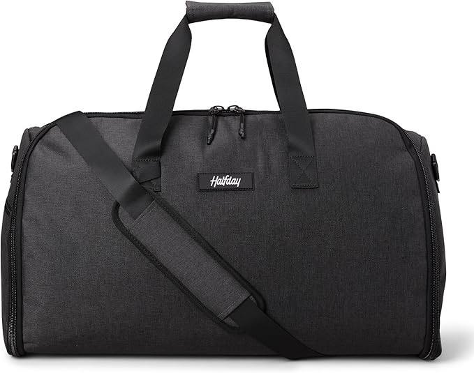 Halfday Convertible 2-in-1 Garment Duffel Weekender Bag 45L | Wrinkle-Free Travel, Hanging Suit Compartment, Shoe Pockets, Trolley Sleeve. Durable & Water-Resistant Carry-On, Shadow