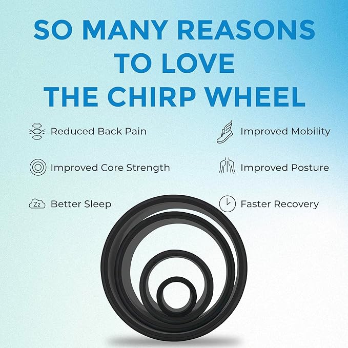 Chirp Wheel Foam Roller - Targeted Back & Neck Pain Relief, Muscle Massage, Trigger Point Therapy, High-Density Foam Tool for Physical Therapy, Stretching & Exercise, 500lbs Capacity, 4-Pack Black