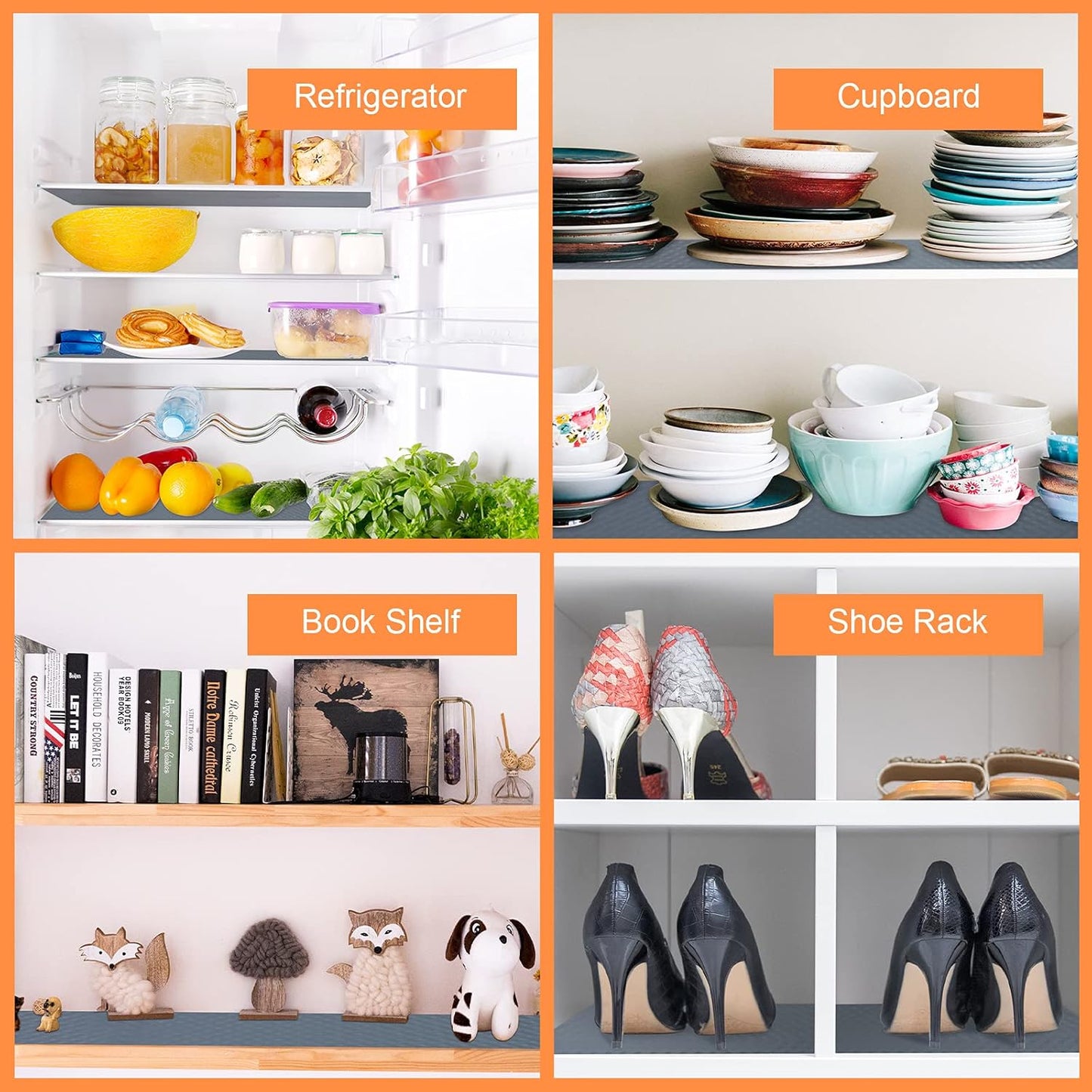 Shelf Liners for Kitchen Cabinets Non Adhesive Drawer Liner EVA Material Cupboard Mat Waterproof Refrigerator Mats Washable Fridge Liner for Cupboard and Desks Shelf Liner 23.6 x 236.2 Inches