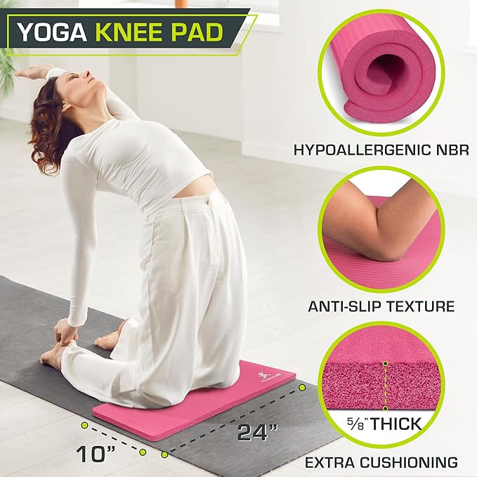 ProsourceFit Extra Thick Yoga Knee Pad and Elbow Cushion 15mm (5/8”) Fits Standard Mats for Pain Free Joints in Yoga, Pilates, Floor Workouts